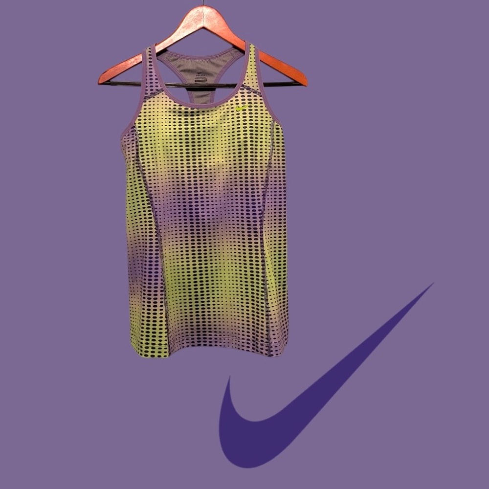 NWT Nike Dri‑FIT Racerback Tank (Built‑In Bra) • Size M • Purple & Green • Rare